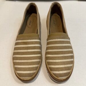 Clarks Collection Womens Size 7 Striped Espadrille Slip On Comfort Shoes
